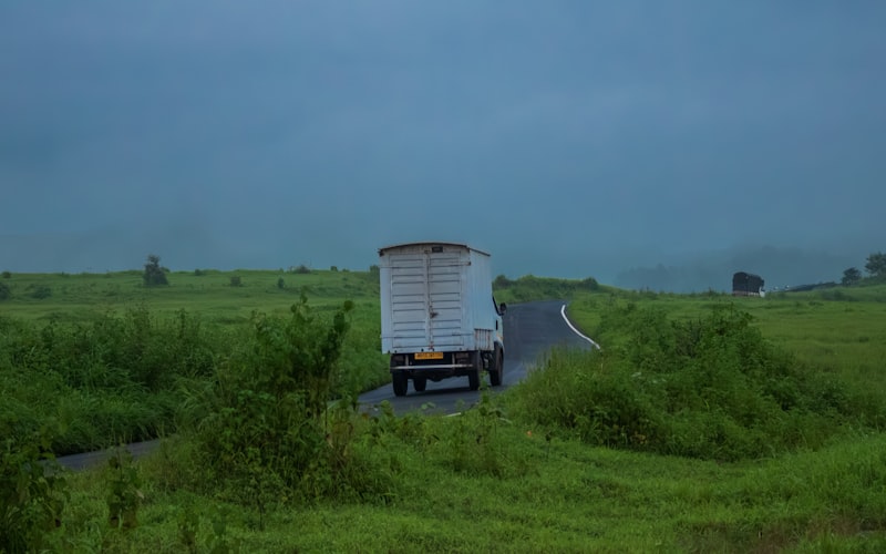 Moving truck driving on a long-distance route
